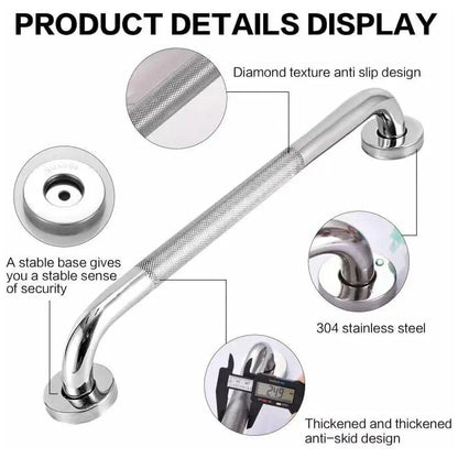 Bathroom Grab Bar, Sus 304 Stainless Steel Bathtub Handle With Non-Slip Grip, Toilet Grab Bar For - Image 4