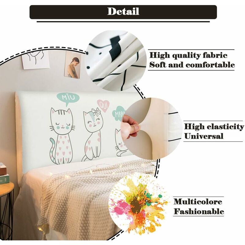 Headboard Covers, Stretch Printing Dustproof Bed Headboard Cover Dustproof Protector For Headboard, Modern Bedroom - Image 2