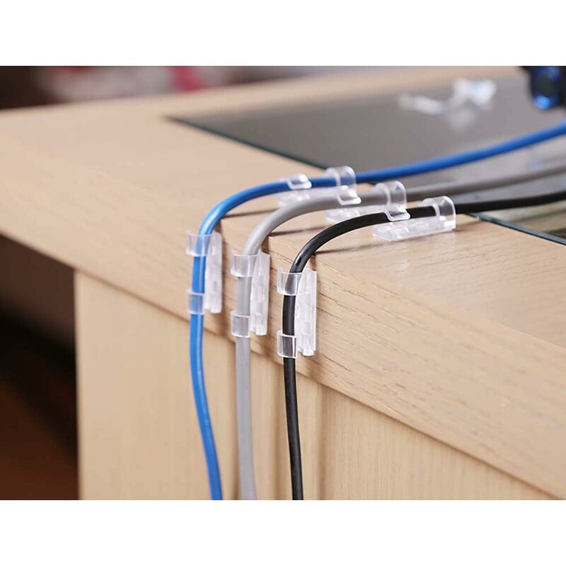 60 Pack Clear Cable Clips, Strong Self-Adhesive Cable Holder, Durable Plastic Cord Management Organizer Clamps For Home - Image 4