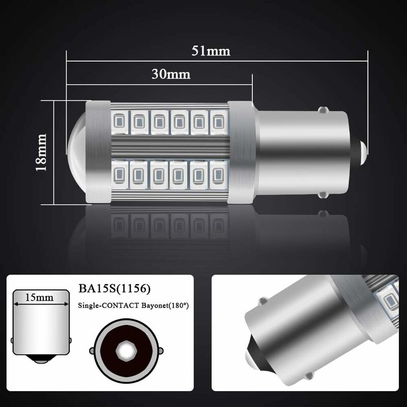 4 X 1156Ba15S LED Bulb Red Super Bright 6000K 5630 33 Smd Backup Light Parking Reverse Position Rear Fog Light Bulb 12V - Image 2
