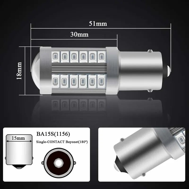 4 X 1156Ba15S LED Bulb Red Super Bright 6000K 5630 33 Smd Backup Light Parking Reverse Position Rear Fog Light Bulb 12V - Image 2