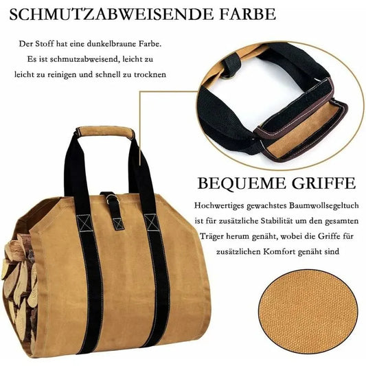 Log Basket Log Bag Wood Basket For Fireplace Wood Log Bag Firewood Transport Cart - Image 2