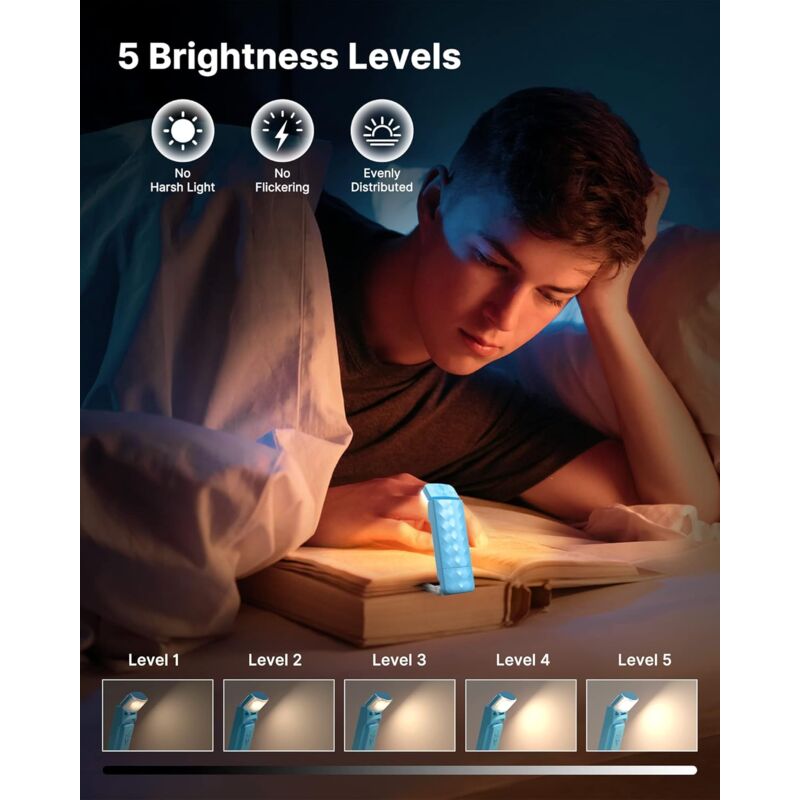 Rechargeable Book Light, Portable Book Light For Reading, 3 Color Temperatures And 5 Brightness Levels, Gift For Kids - - Image 3