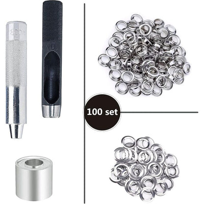 Grommet Kit Tools 10Mm Metal Eyelets Sets 100 Set Grommets Eyelets Kit For Canvas Tarpaulin Tent Repair Silver (2/5 - Image 4