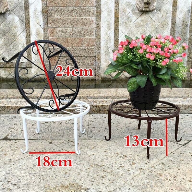 9" Rust Resistant Wrought Iron Metal Plant Pot Stand White - Image 2