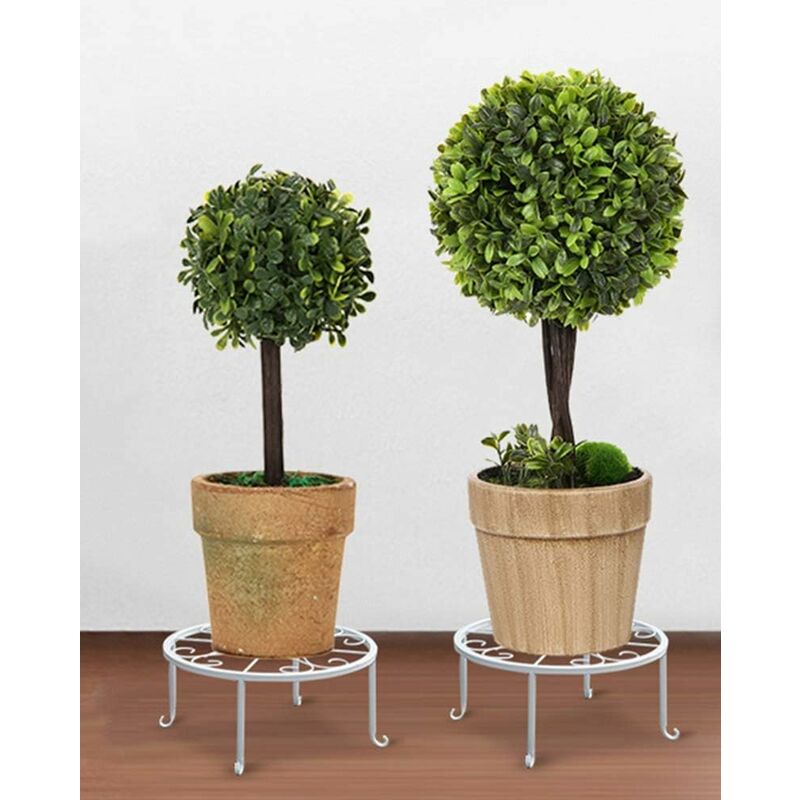 9" Rust Resistant Wrought Iron Metal Plant Pot Stand White - Image 4
