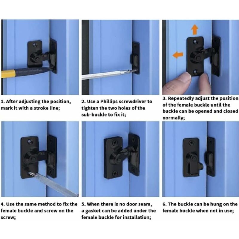 90 Degree Right Angle Stainless Steel Door Lock, Used For Wooden Fences, Doors And Windows, Sliding Doors (Black) - Image 4
