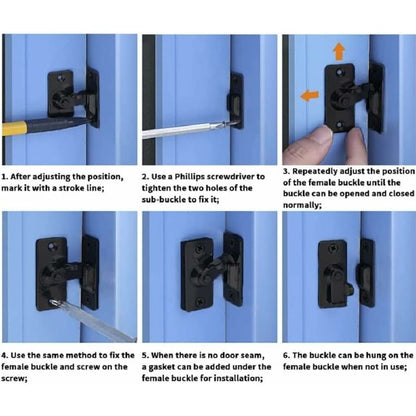 90 Degree Right Angle Stainless Steel Door Lock, Used For Wooden Fences, Doors And Windows, Sliding Doors (Black) - Image 4