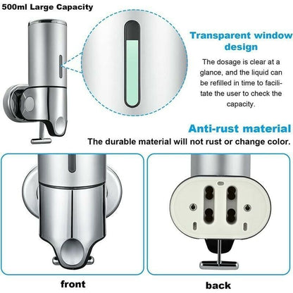 Wall Mounted Soap Dispenser - Manual Soap Dispenser For Kitchen, Bathroom, Shampoo, Shower Gel (500Ml) - Image 3