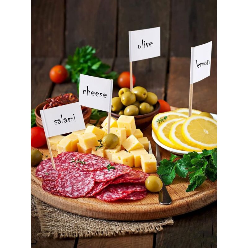 Toothpick Flags Empty White Cheese Markers Labels White For Party Cake Cheeseplate Food Appetizers(100 pcs) - Image 2