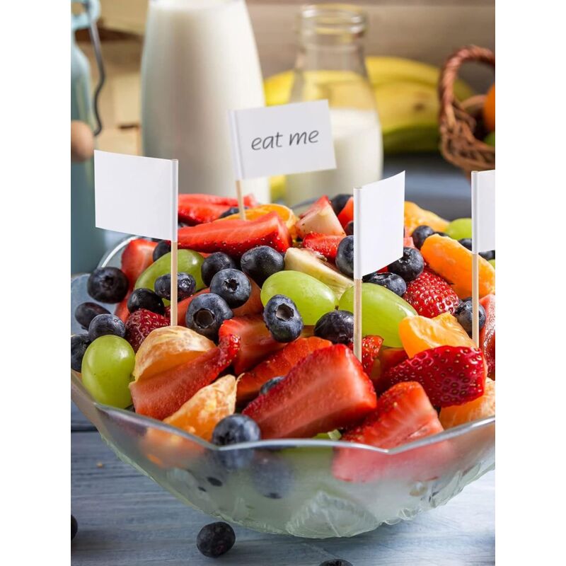Toothpick Flags Empty White Cheese Markers Labels White For Party Cake Cheeseplate Food Appetizers(100 pcs) - Image 3