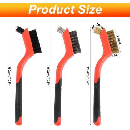 3 pcs Wire Brushes Set Stainless Steel Brass Carbon Nylon Scrub Brushes For Cleaning Welding Slag Stripping Rust Dust - Image 2