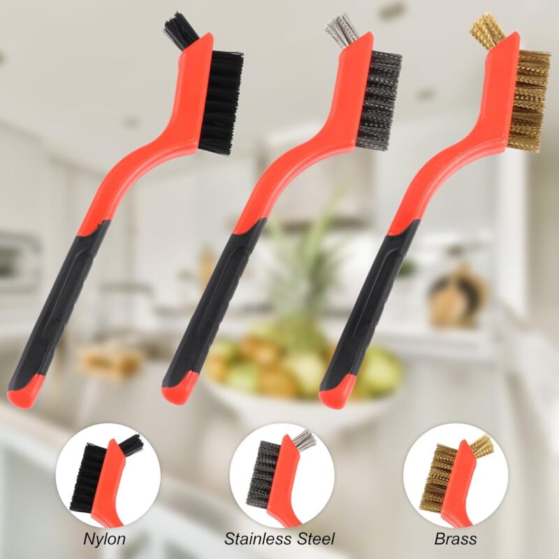3 pcs Wire Brushes Set Stainless Steel Brass Carbon Nylon Scrub Brushes For Cleaning Welding Slag Stripping Rust Dust - Image 4