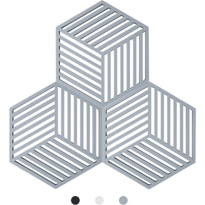 Kitchen Pot Coaster Tapis De Protection En Silicone Teffa (Gris, Raya Hexagonal: 160X138X8Mm)