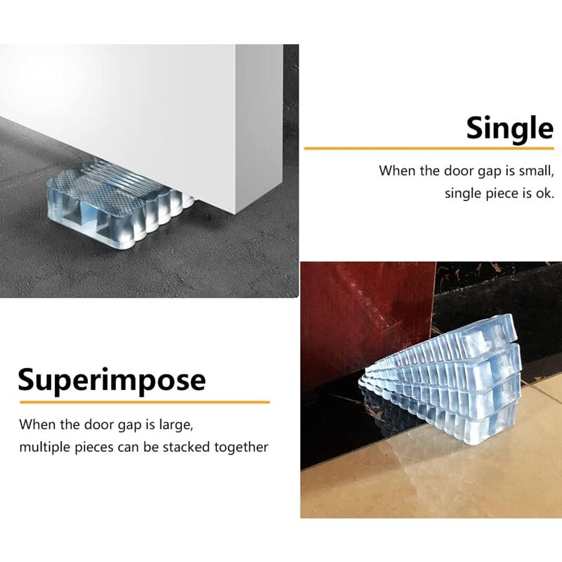 4 pcs Transparent Door Wedge Soft Rubber Non-Slip Block Adjustable Height Door Stopper For Tile, Floor, Concrete, - Image 3