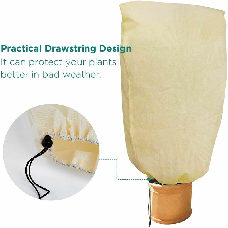 2 Pieces Plant Winter Protection Bags Winter Protection For Potted Plants, Beige, Solid, 100 X 80 Cm - Image 2