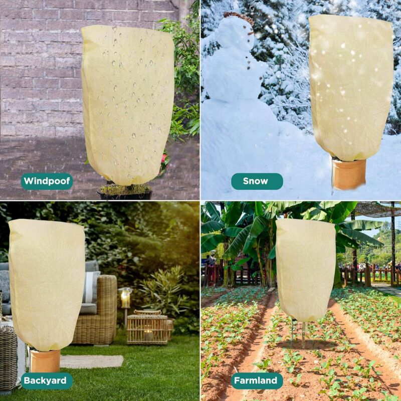 2 Pieces Plant Winter Protection Bags Winter Protection For Potted Plants, Beige, Solid, 100 X 80 Cm - Image 3