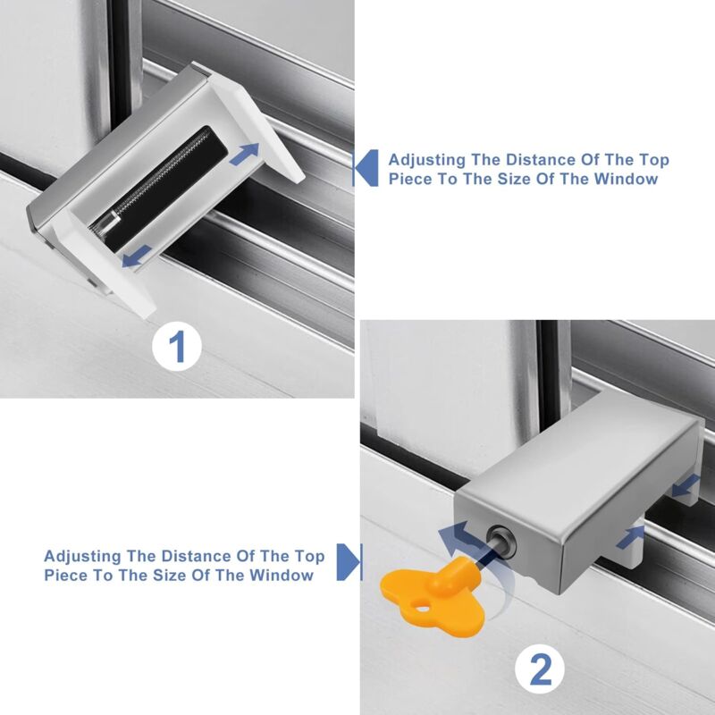 2 pcs With Key Aluminum Alloy Door Frame Security Lock Adjustable Sliding Double Window Locks Steel Safety Locks Child - Image 2