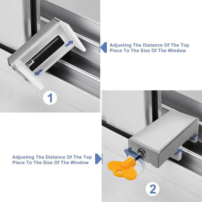2 pcs With Key Aluminum Alloy Door Frame Security Lock Adjustable Sliding Double Window Locks Steel Safety Locks Child - Image 2