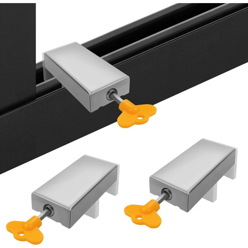 2 pcs With Key Aluminum Alloy Door Frame Security Lock Adjustable Sliding Double Window Locks Steel Safety Locks Child - Image 4