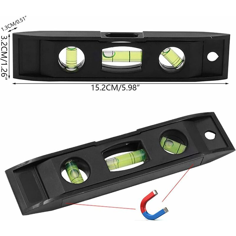Compact Level, 3 Level Magnetic Level Bubble Measuring Tool Abs And Acrylic Level Measuring Tool - Image 3