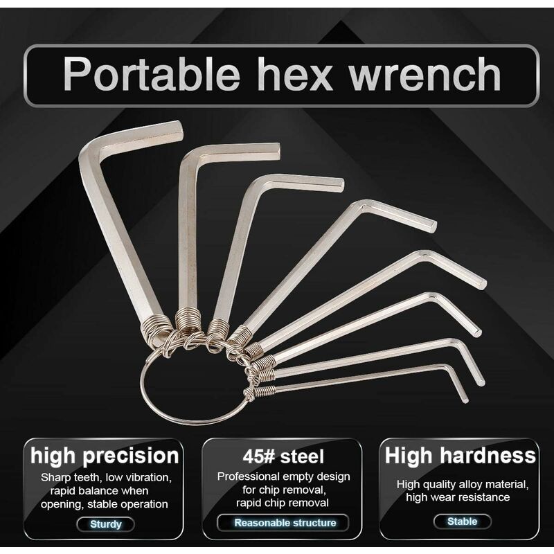 8 pcs Practical Metric Hex Allen Key Wrench Set For Repair 1.5/2/2.5/3/3.5/4/5/6Mm (Silver) - Image 3
