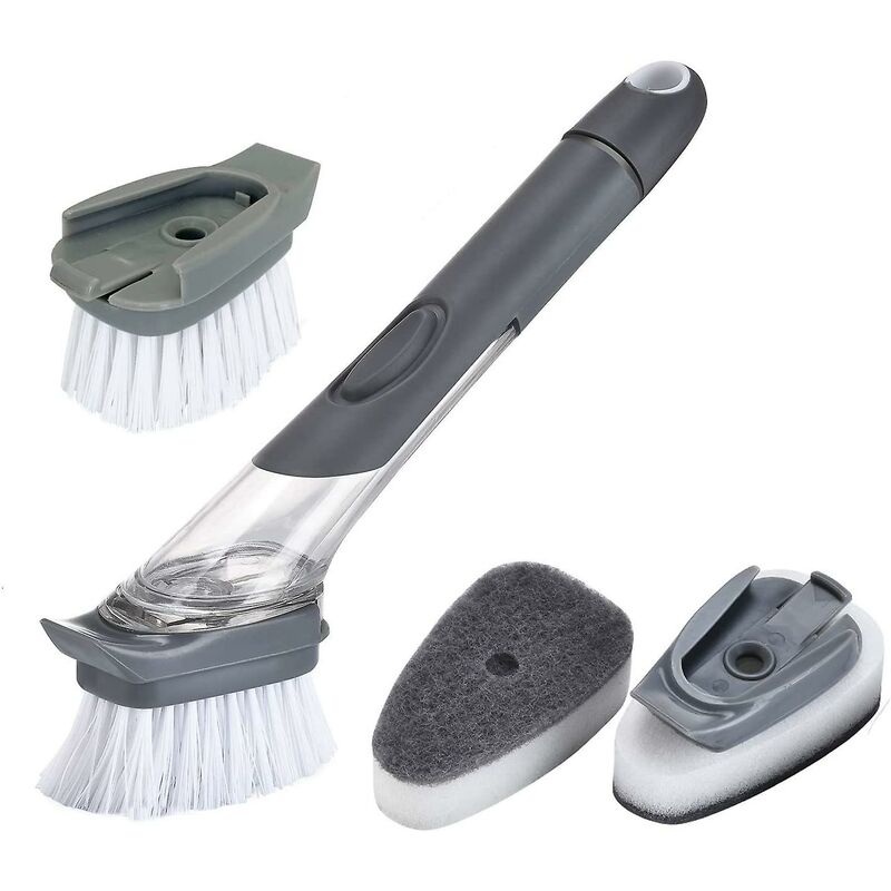 4 Pack Replaceable Brushes Dish Brush Refills, 2 In 1 Sponge And Bristle Brushes For Dish Washing, Easy Cleaning