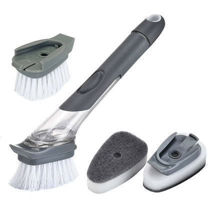 4 Pack Replaceable Brushes Dish Brush Refills, 2 In 1 Sponge And Bristle Brushes For Dish Washing, Easy Cleaning