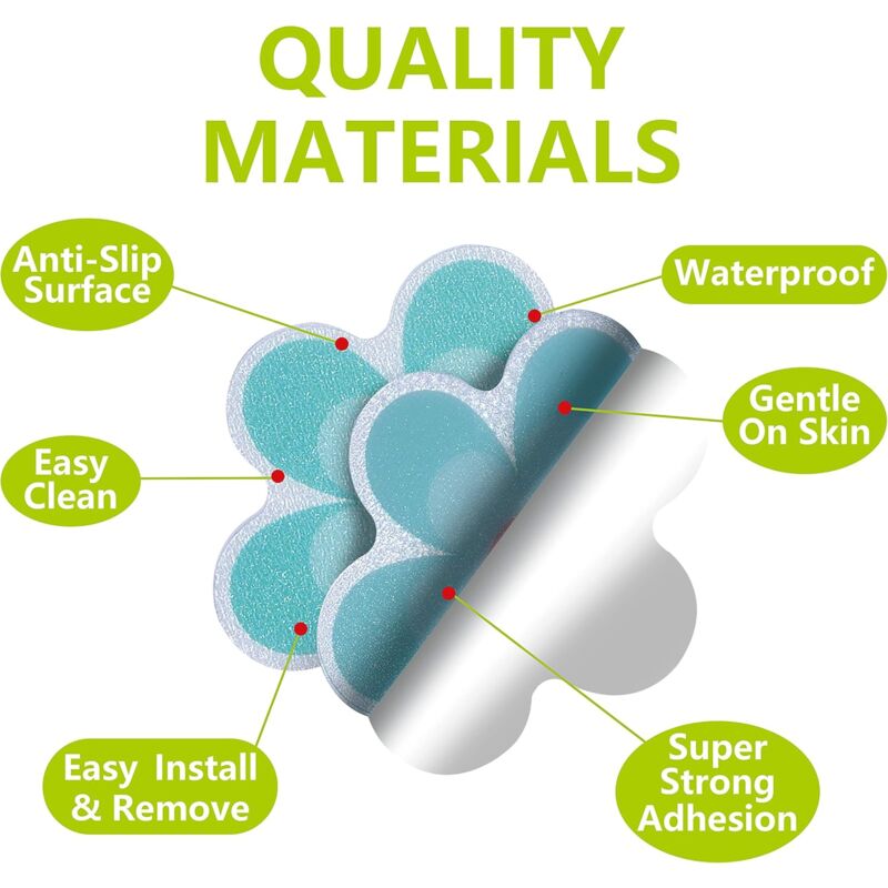 Pack Of 10 Waterproof Non-Slip Shower Stickers With Premium Scraper (Flower Design, Size 9.5 X 9.5 Cm) - Image 2