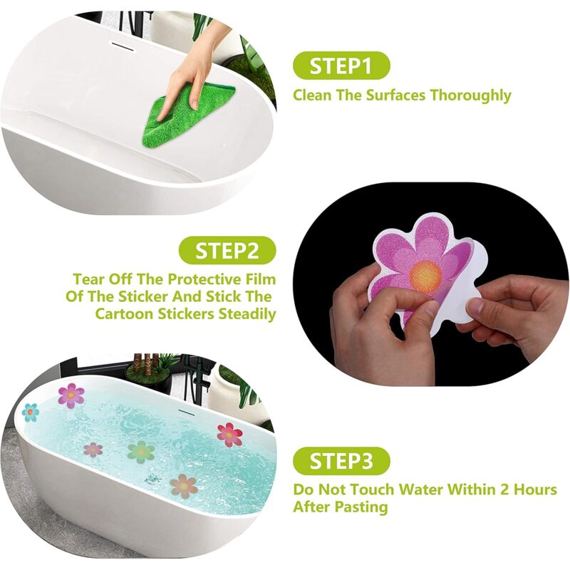 Pack Of 10 Waterproof Non-Slip Shower Stickers With Premium Scraper (Flower Design, Size 9.5 X 9.5 Cm) - Image 4
