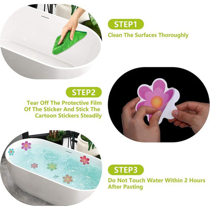 Pack Of 10 Waterproof Non-Slip Shower Stickers With Premium Scraper (Flower Design, Size 9.5 X 9.5 Cm) - Image 4