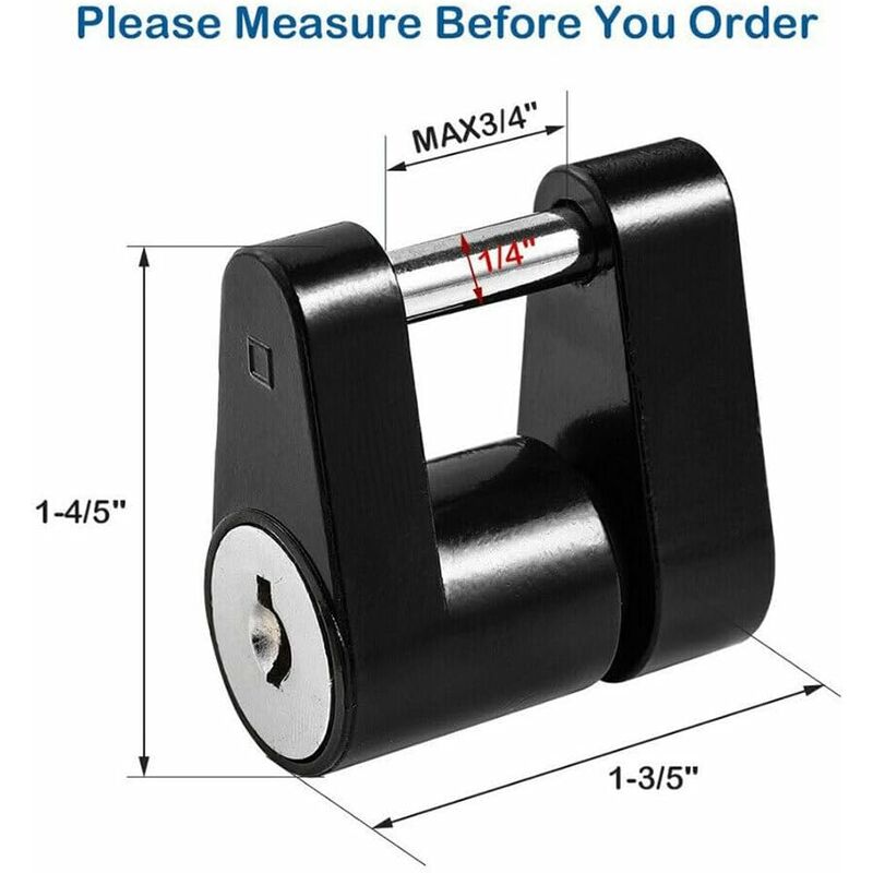 Caravan Security Locks For Safe And Durable Theft Protection, Unisex Metal Locksmith Tools, Trailer Lock, Black - Image 2