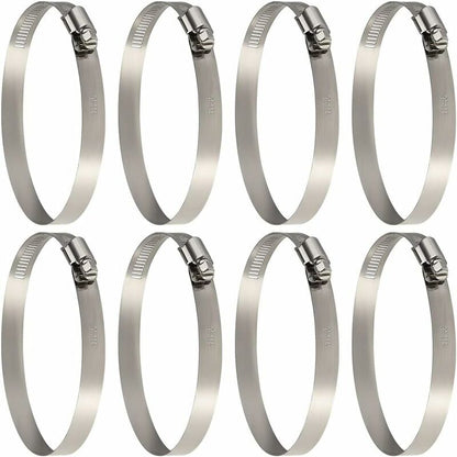 8 pcs Hose Clamp, Adjustable 91-114Mm Stainless Steel Hose Clips Sizes For Fixing Hoses And Pipes