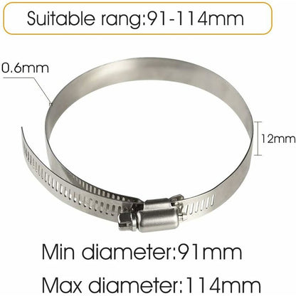 8 pcs Hose Clamp, Adjustable 91-114Mm Stainless Steel Hose Clips Sizes For Fixing Hoses And Pipes - Image 2