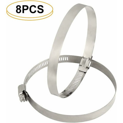 8 pcs Hose Clamp, Adjustable 91-114Mm Stainless Steel Hose Clips Sizes For Fixing Hoses And Pipes - Image 3