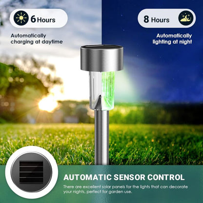 Colorful Outdoor Solar Garden Lights Stainless Steel LED Lights 12 pcs Wireless For Outdoor，4.529.5Cm - Image 3
