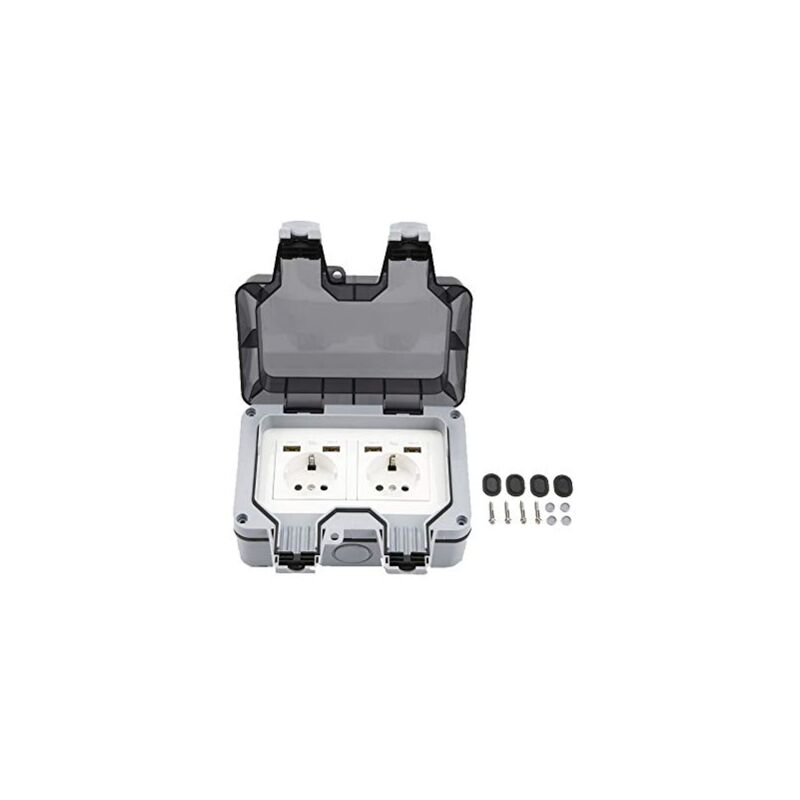 Outdoor Double Wall Socket With Usb Waterproof Heavy Duty Electrical Outlet With Wall Box (Double) - Image 3