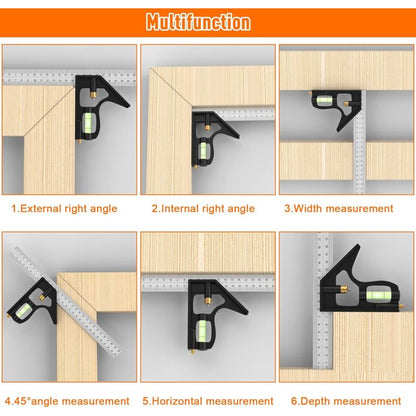 Combination Square, 12'/300Mm Stainless Steel Square Carpentry Tools, 45/90 Degree Ruler With Spirit Level. - Image 4