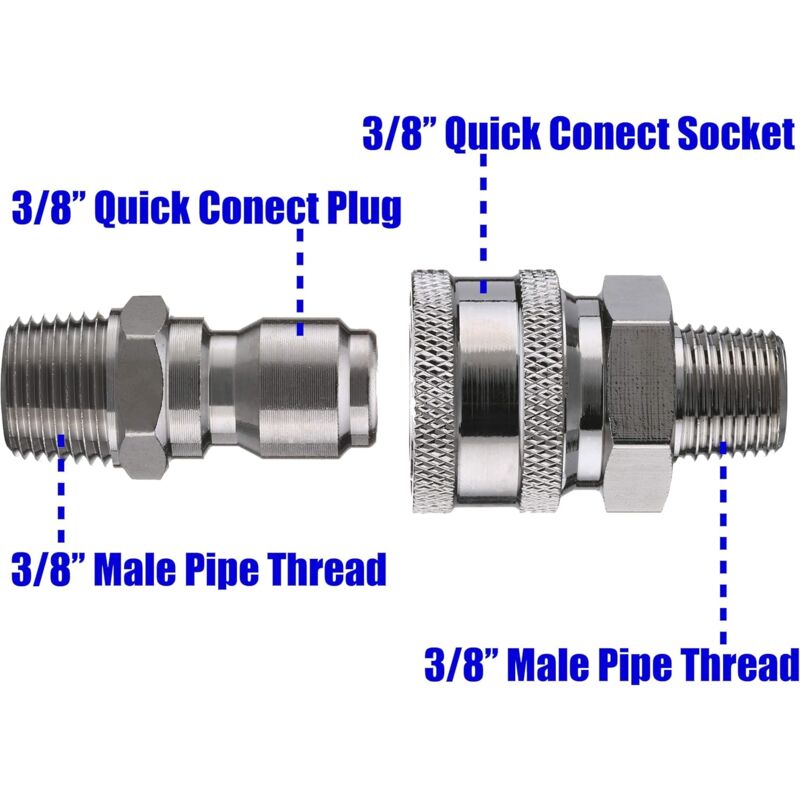 Pressure Washer Quick Connect Adapter Kit, 9.5Mm Male Thread, 5000 Psi 1 3/8'' Quick Connect Kit -Male - Image 2