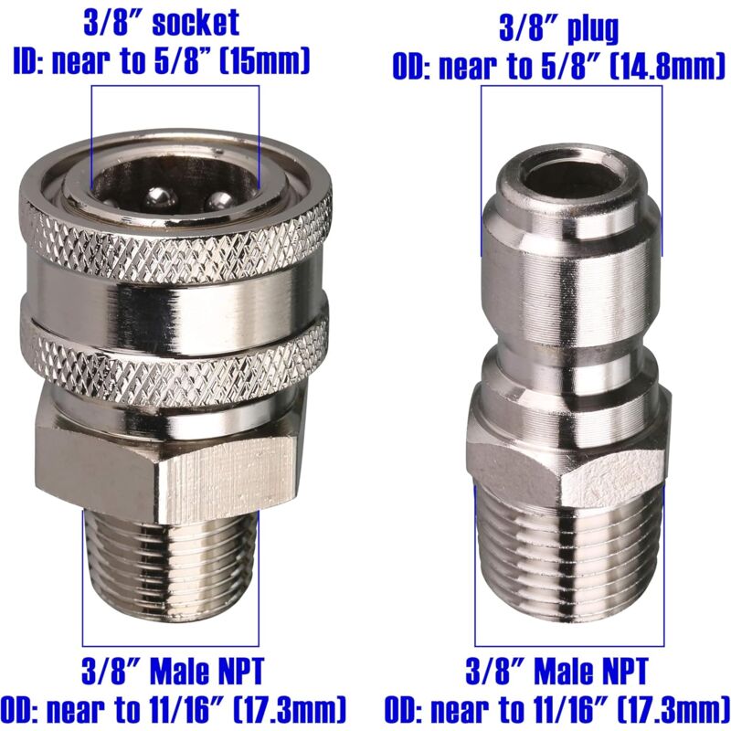 Pressure Washer Quick Connect Adapter Kit, 9.5Mm Male Thread, 5000 Psi 1 3/8'' Quick Connect Kit -Male - Image 3