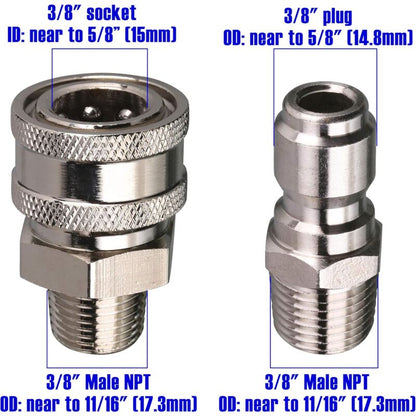 Pressure Washer Quick Connect Adapter Kit, 9.5Mm Male Thread, 5000 Psi 1 3/8'' Quick Connect Kit -Male - Image 3