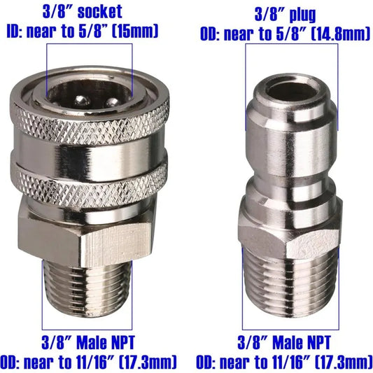 Pressure Washer Quick Connect Adapter Kit, 9.5Mm Male Thread, 5000 Psi 1 3/8'' Quick Connect Kit -Male - Image 3