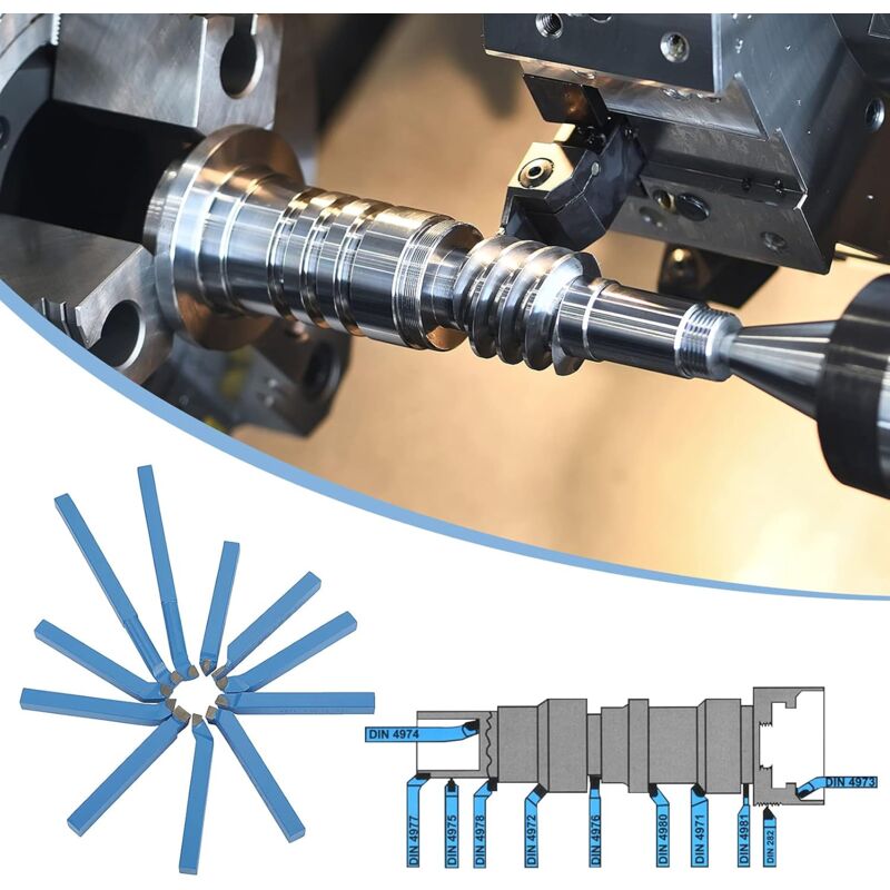 Universal Lathe Tools Milling Cutting Turning Tool Set, 11 pcs Carbide Tipped Cutting Tool Set, High Versatility Lathe - Image 4