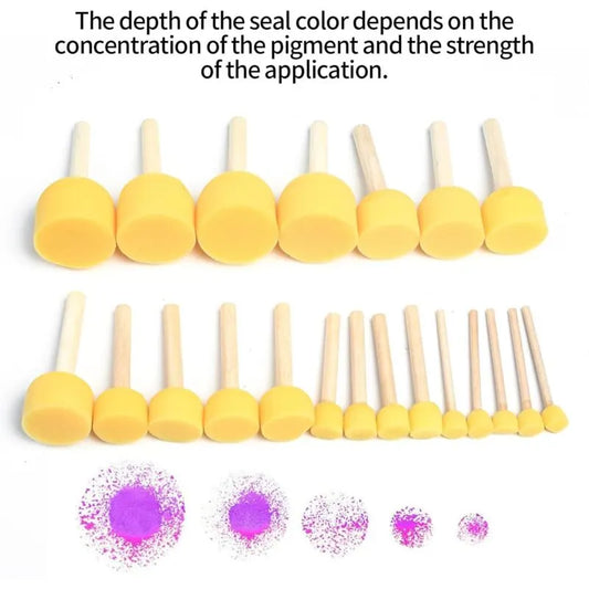 25 Pieces Foam Paint Brushes, Sponge Paint Brushes With Wooden Handle, For Painting Art Craft Pottery Graffiti - 5 Sizes - Image 2