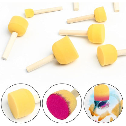 25 Pieces Foam Paint Brushes, Sponge Paint Brushes With Wooden Handle, For Painting Art Craft Pottery Graffiti - 5 Sizes - Image 3
