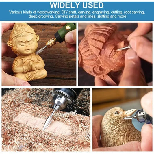 Wood Carving Bit Set For ROtary Tool, 5 Pieces Wood Carving Bits With 1/8 Inch Shank For Diy Woodworking, Engraving, - Image 3