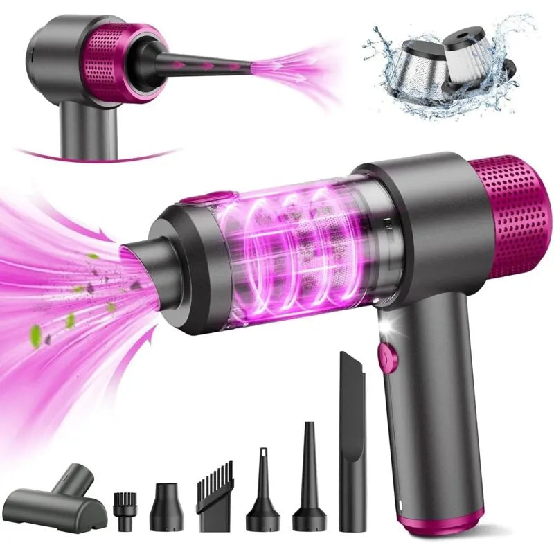 4-In-1 Powerful Cordless Car Vacuum Cleaner, 15Kpa Mini Cordless Handheld Vacuum Cleaner, Dual Filtration System, LED