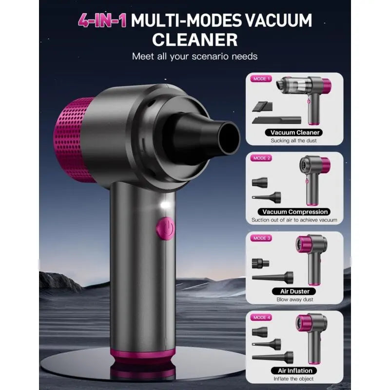 4-In-1 Powerful Cordless Car Vacuum Cleaner, 15Kpa Mini Cordless Handheld Vacuum Cleaner, Dual Filtration System, LED - Image 3