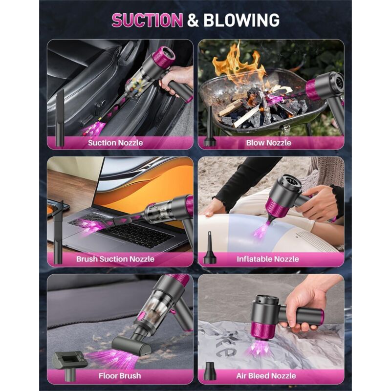4-In-1 Powerful Cordless Car Vacuum Cleaner, 15Kpa Mini Cordless Handheld Vacuum Cleaner, Dual Filtration System, LED - Image 4