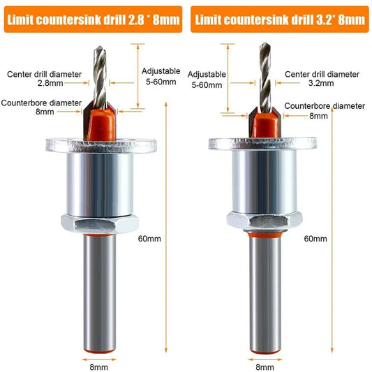 2 pcs Wood Drill Bits, Hss Drill Bit Set, 8Mm Steel Countersink Drill Bits, Countersink Drill Bit Set For Woodworking, - Image 2